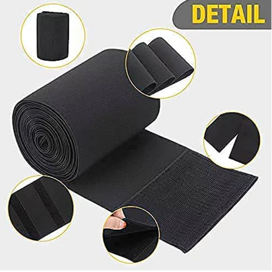 F4M CHIA Tummy Wrap Bandage | Adjust Your Snatch Waist Trimmer Tummy Sweat Wraps Belt for Women | Belly Body Shaper Compression Wrap | Gym Accessories Black