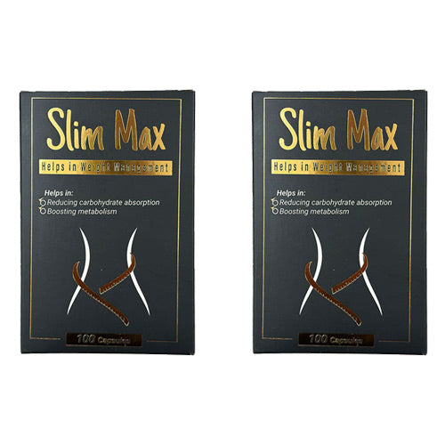 Two Slim Max packaging boxes on a white background