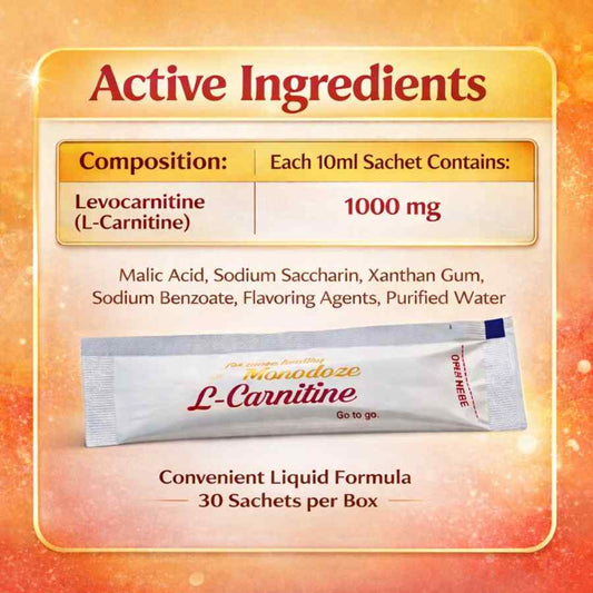 Monodose L-Carnitine 1000 mg active ingredients supplement facts table