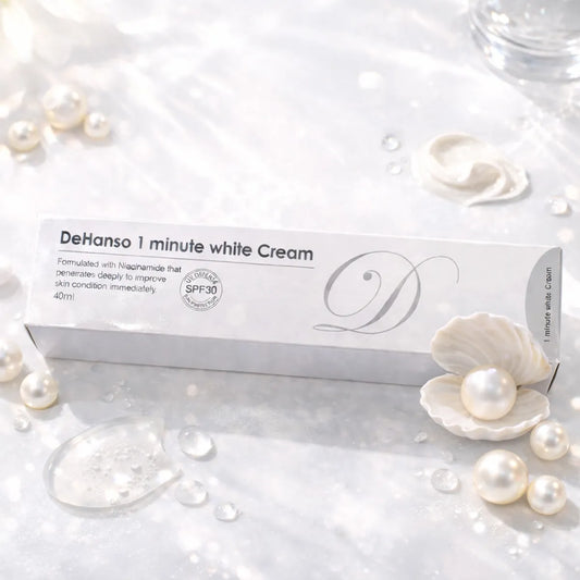 DeHanso 1 Minute White Cream brightening skincare product with pearls and pearl shell