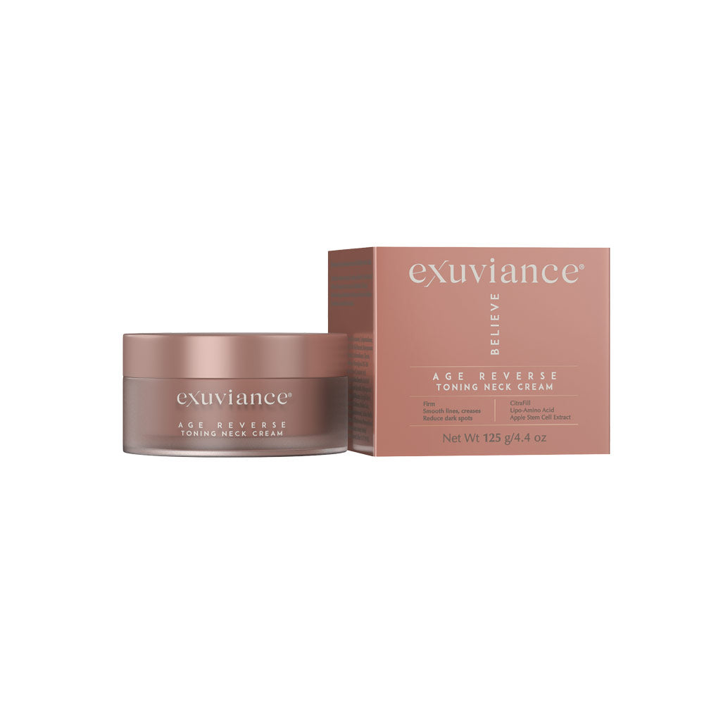 Exuviance Toning Neck Cream – restores youthful firmness and even skin tone on the neck and décolletage area.