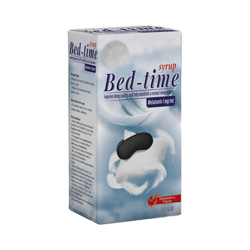 Bed-Time Syrup Strawberry Flavor 50ml with 1mg Melatonin for safe sleep support in children and adults