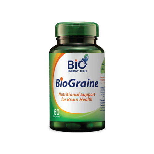 BioGraine Brain Health Supplement – 60 capsules with Feverfew, Magnesium, and 5-HTP for cognitive support and clarity.