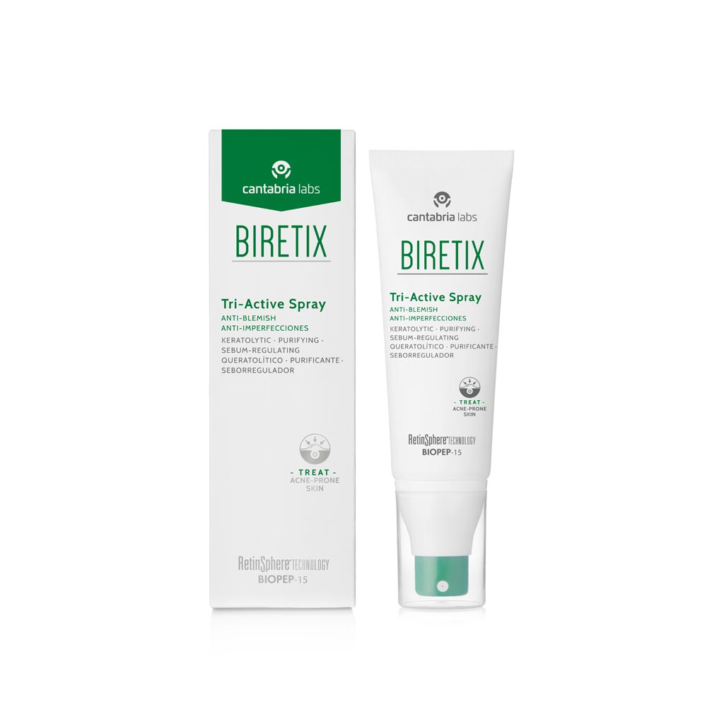 Biretix Tri Active Spray 100ml for body acne treatment, reducing blemishes and hyperpigmentation