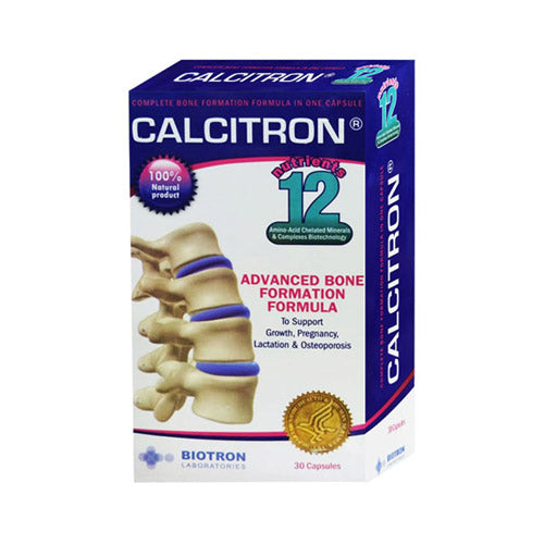 Calcitron Advanced Bone Formation Formula – 30 Capsules. High-absorption calcium, magnesium, and vitamins for strong bones, pregnancy support, and osteoporosis prevention.