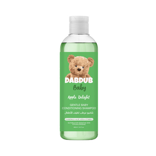 DABDUB Gentle Baby Conditioning Shampoo 480ml with Chamomile, Aloe Vera & Vitamin E for soft, healthy, sulfate-free hair.