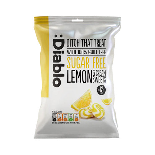 Diablo Sugar-Free Lemon and Cream Sweets, 75g pack, guilt-free and diabetic-friendly treats.