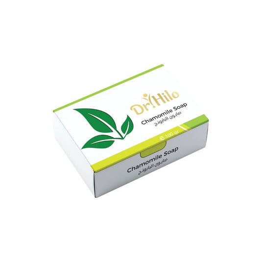 Dr.Hilo Chamomile Soap for acne treatment with chamomile and shea butter, soothing irritation and reducing inflammation.