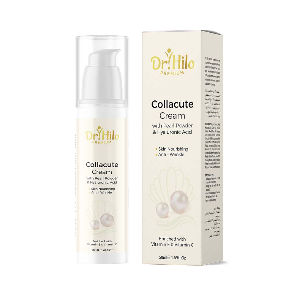 Dr. Hilo Collacute Cream with hyaluronic acid and pearl powder to reduce fine lines, tighten skin, and nourish for a youthful glow.