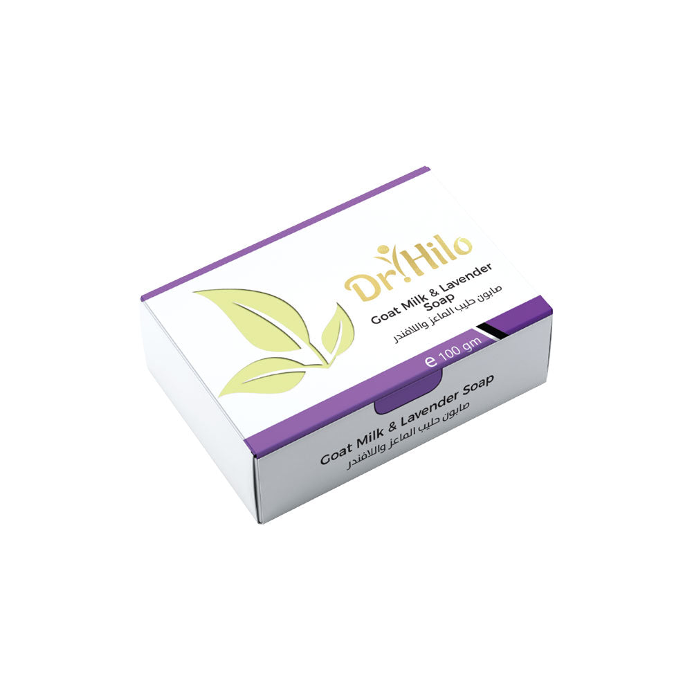 Dr.Hilo Goat Milk & Lavender Soap for moisturizing, wrinkle resistance, and pore tightening.