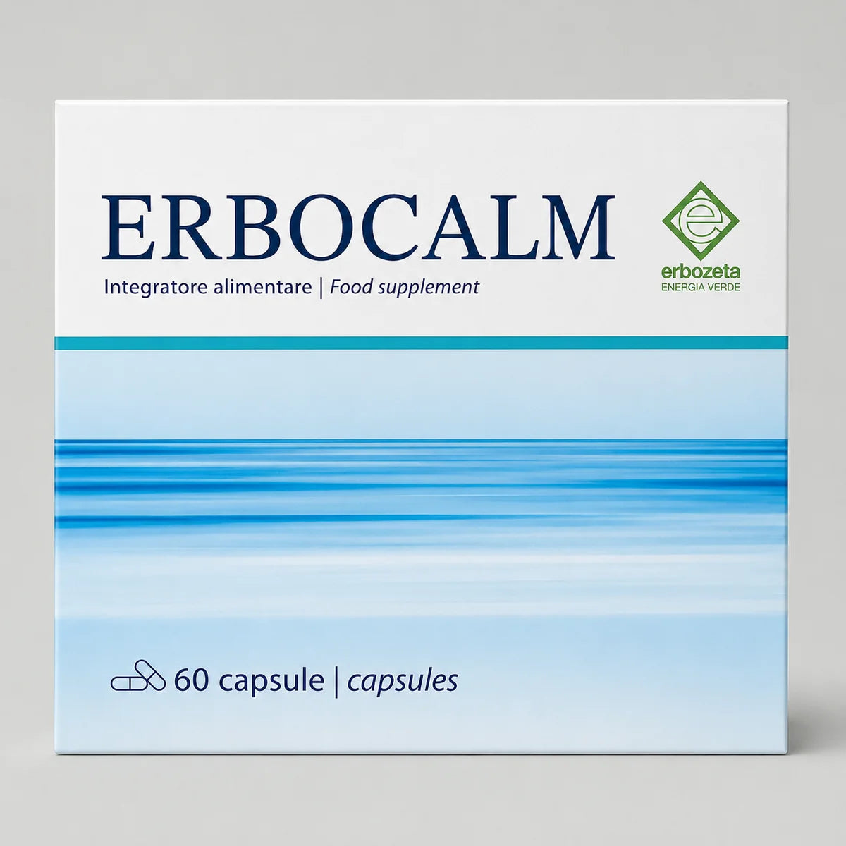 ERBOCALM GABA 500 mg capsules by Erbozeta for relaxation, calmness, and sleep quality support.