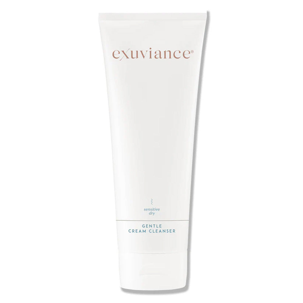 Close-up of Exuviance Gentle Cream Cleanser in 212 ml bottle, ideal for dry and sensitive skin types.