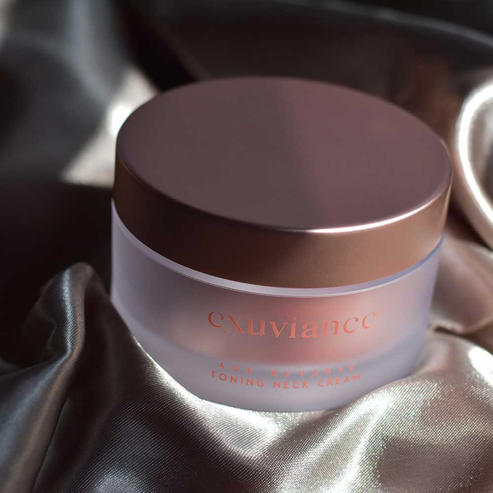 Anti-aging Exuviance Neck Cream – smooths wrinkles, firms skin, and targets tech-neck with advanced ingredients.