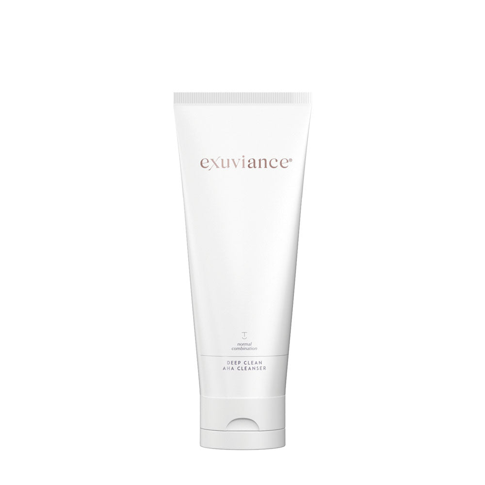 Foaming Exuviance AHA Cleanser with PHA, targeting impurities and refining skin texture for a clearer, more radiant complexion.