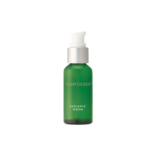 Exuviance Radiance Serum bottle with a sleek design for boosting skin radiance and combating signs of aging.