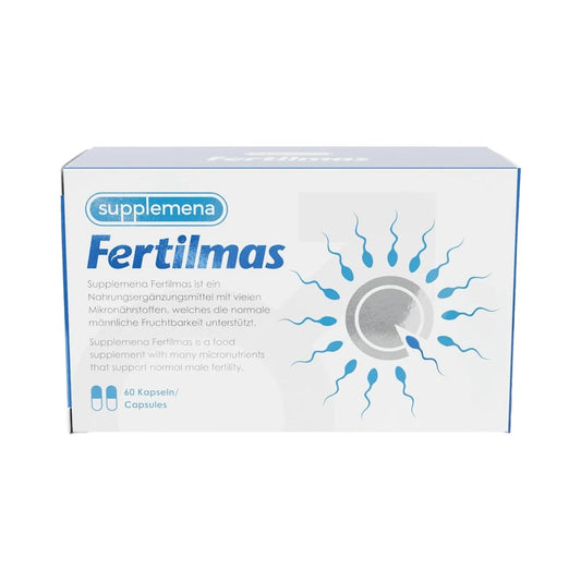 Fertilmas male fertility supplement - 60 capsules box for improved sperm quality and reproductive health.