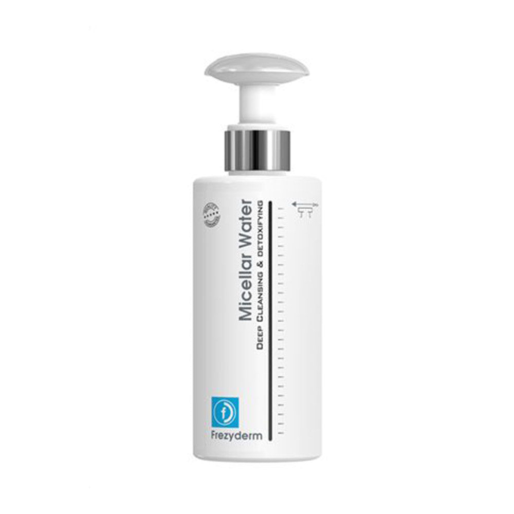 Frezyderm Micellar Water 200ml gently cleanses, hydrates, and removes makeup for all skin types.