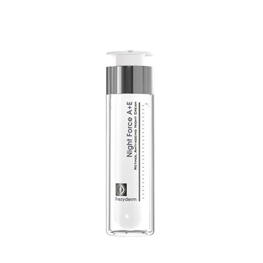 Frezyderm Night Force A + E Cream 50ml with retinol and vitamin E hydrates and reduces wrinkles, leaving skin youthful. Suitable for all skin types.