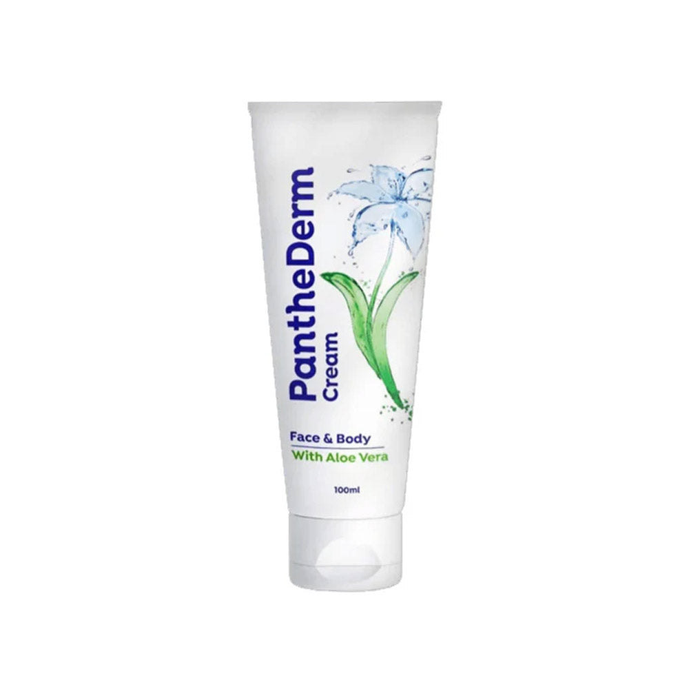 Frezyderm Panthederm Cream 100ml for dry, sensitive skin, hydrating, soothing irritation, and calming with panthenol and aloe vera.