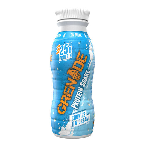 Single bottle of Grenade Cookies & Cream Protein Shake, 330ml, with 25g protein and only 188 calories.