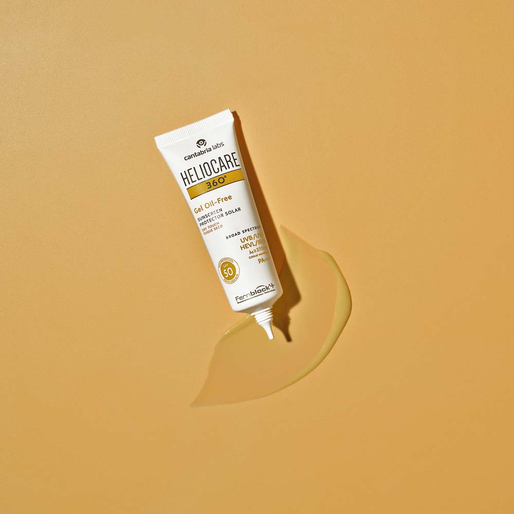 Heliocare 360 Gel Oil-Free SPF 50 orange design.