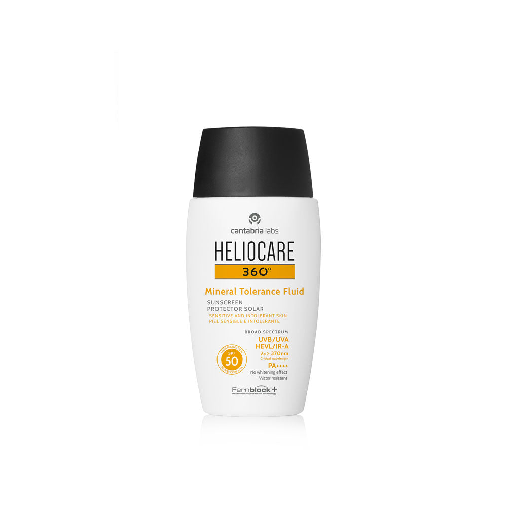 Heliocare 360 Mineral Tolerance Fluid SPF 50, 50 ml with fernblock.