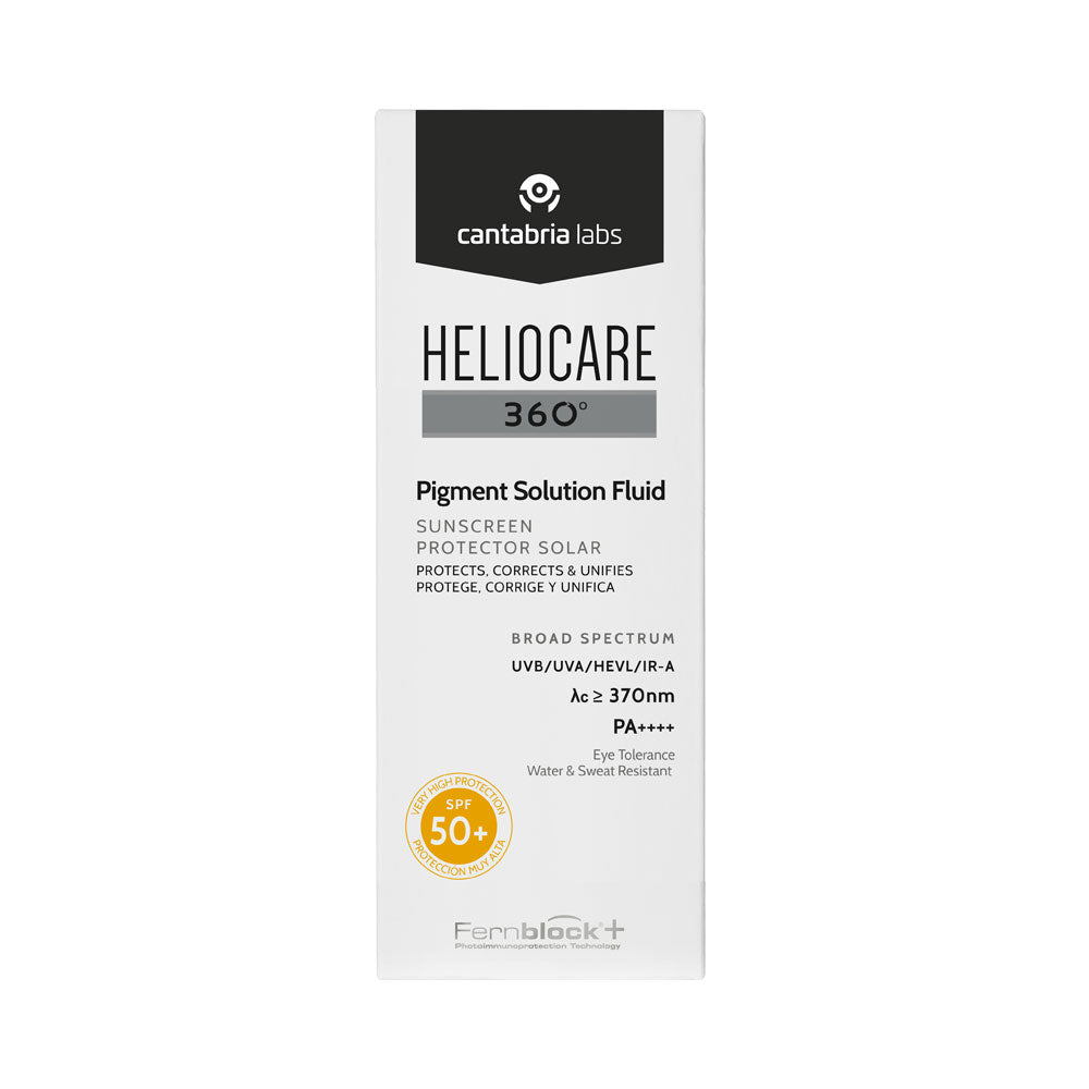 Heliocare 360 Pigment Solution Fluid SPF 50+ external package.