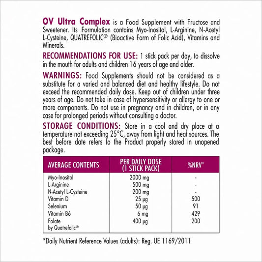 OV Ultra Women’s Fertility Support with Myo-Inositol & CoQ10 | 30 Oro soluble Sticks