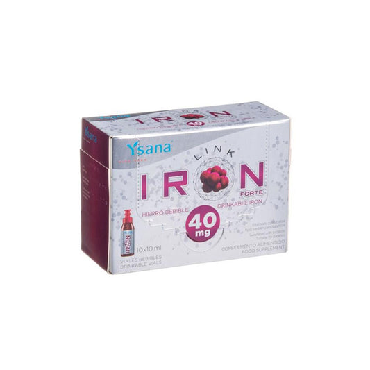 Iron Link Forte 40 mg Drinkable Iron Vials – high-dose liquid iron supplement with Vitamin C and B-Vitamins for adults