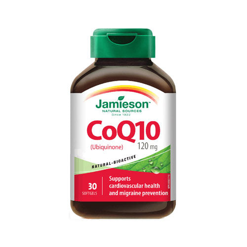 Jamieson CoQ10 120 mg | 30 Softgels – Supports heart health, energy production, and migraine relief in an easy-to-swallow softgel.