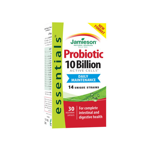 Jamieson Probiotic 10 Billion Active Cells – 30 Capsules | Supports digestive and immune health | Contains 14 probiotic strains | Non-GMO & vegetarian-friendly