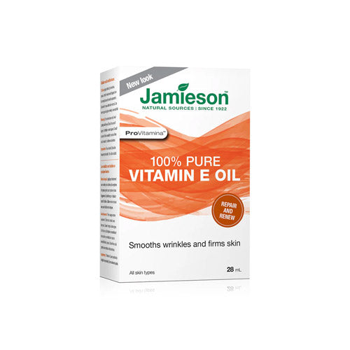 Jamieson ProVitamina 100% Pure Vitamin E Oil | 28 ml – Smooths wrinkles, firms skin, and protects against dryness. Hypoallergenic & paraben-free.