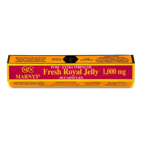 MARNYS® Royal Jelly 1000 mg with Lecithin 30-capsule bottle, boosts metabolism and reduces fatigue