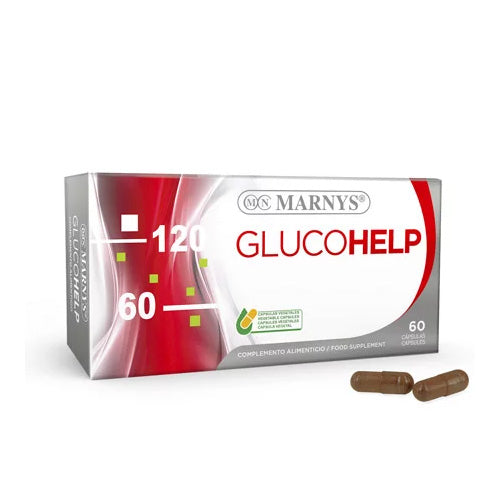 MARNYS® Glucohelp with chromium, cinnamon, vitamins C & E, and β-carotenes for supporting normal blood glucose levels.