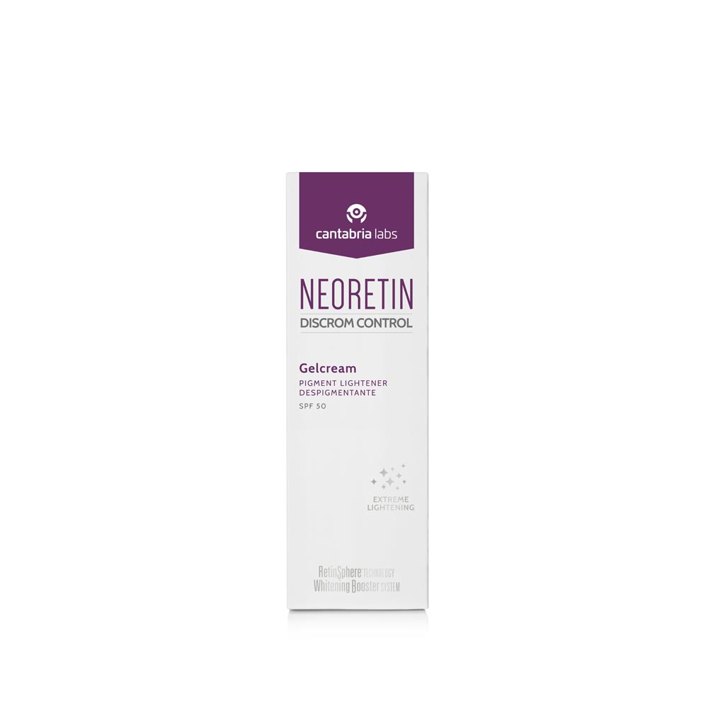 Neoretin Gelcream SPF 50 for dark spot reduction, featuring RetinSphere® Technology and broad-spectrum sun protection.