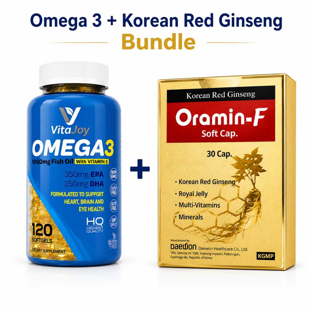 Omega 3 + Korean Red Ginseng Bundle | Heart Brain Energy Support