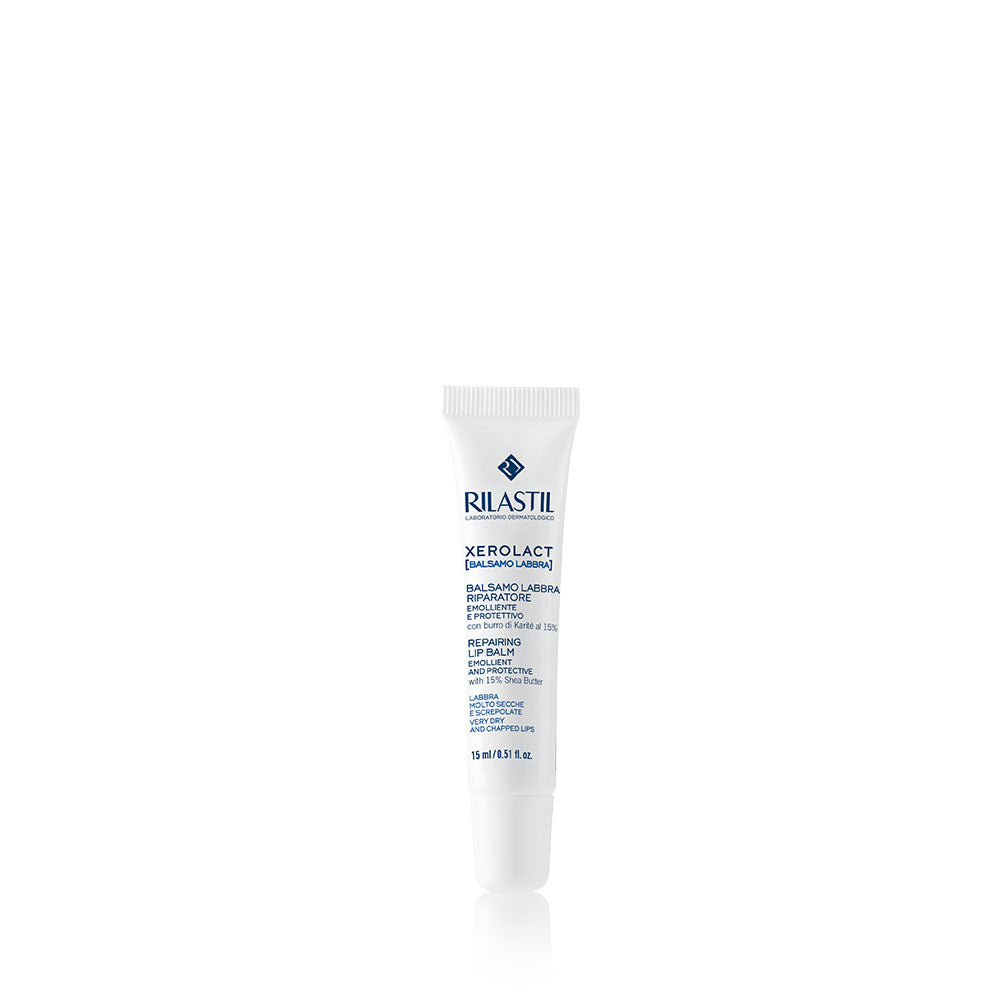 Rilastil  Xerolact Repairing Lip Balm 15 ml with Shea butter.