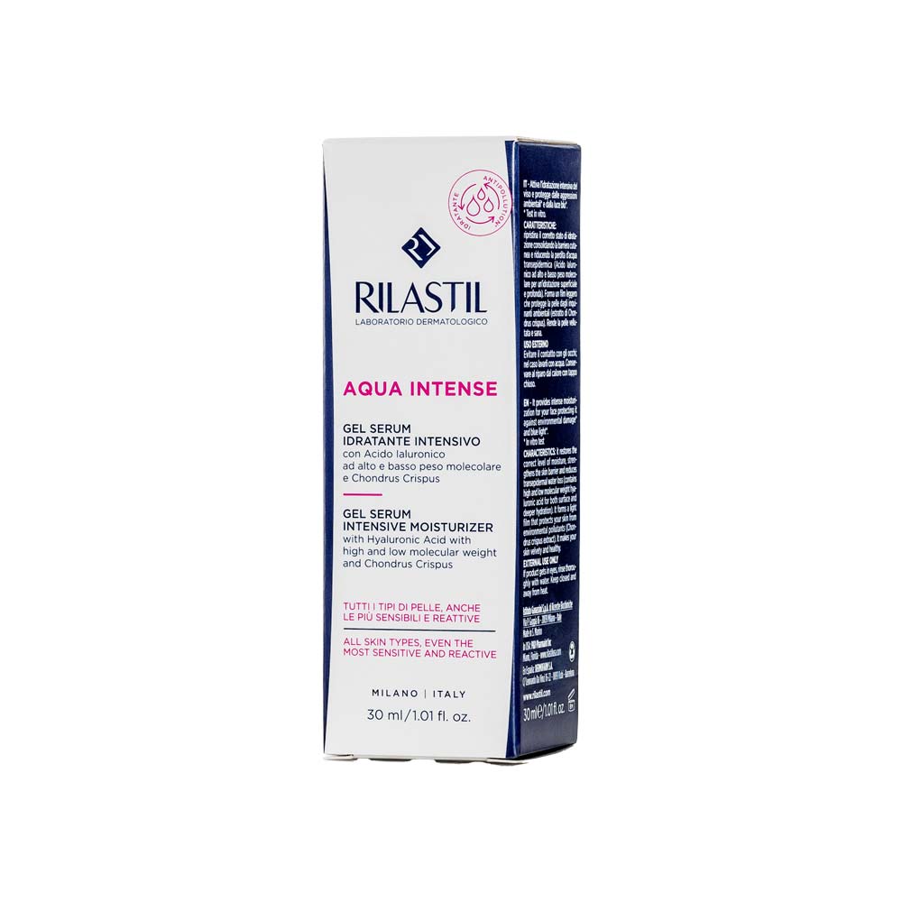 Rilastil Aqua Intense gel serum intensive moisturizer external package.