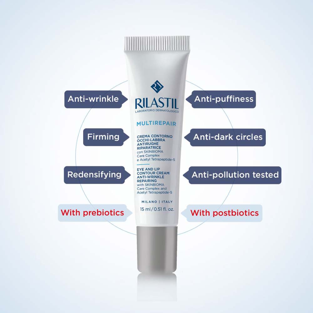 Rilastil Multirepair Eye and Lip Contour Cream with benefits.