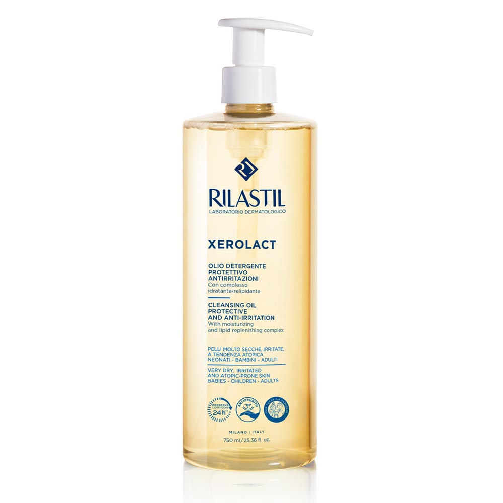 Rilastil Xerolact Cleansing Oil 750 ml pump botle.