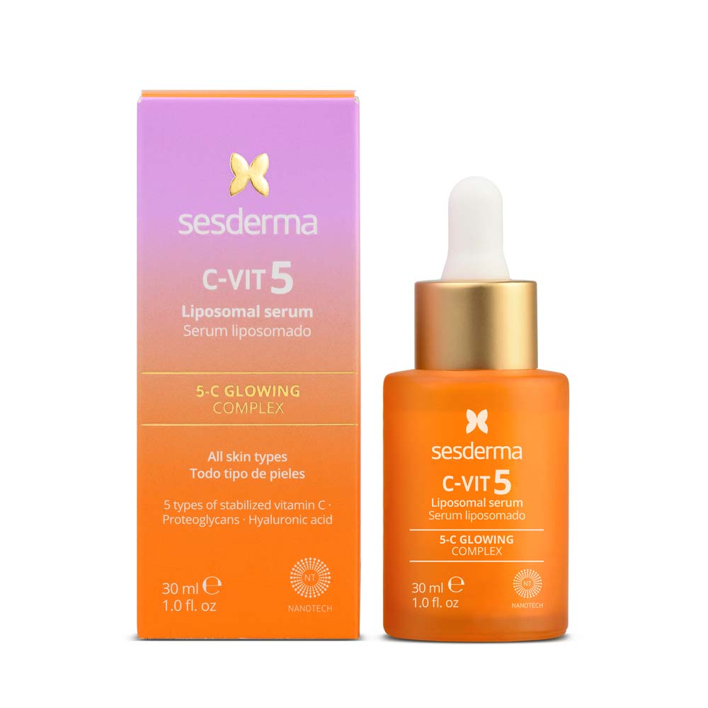 Sesderma C-Vit 5 Liposomal Serum 30 ml for brightening, hydration, and reducing wrinkles and spots.