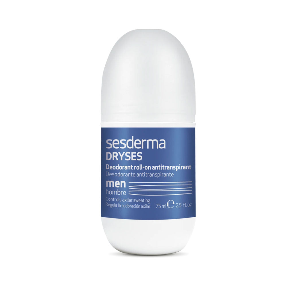 Sesderma DRYSES MEN Deodorant 75ML - 24-hour antiperspirant roll-on for men, reduces sweating and odor, gentle on skin.