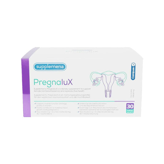 PregnaluX® fertility supplement – Powder sachets for hormonal balance, PCOS support, and reproductive health.