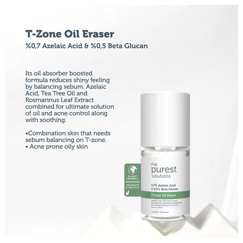 How The Purest Solutions T-Zone Mattifying Acne Mask works: absorbs excess oil, fights acne-causing bacteria, minimizes pores, and soothes irritation.