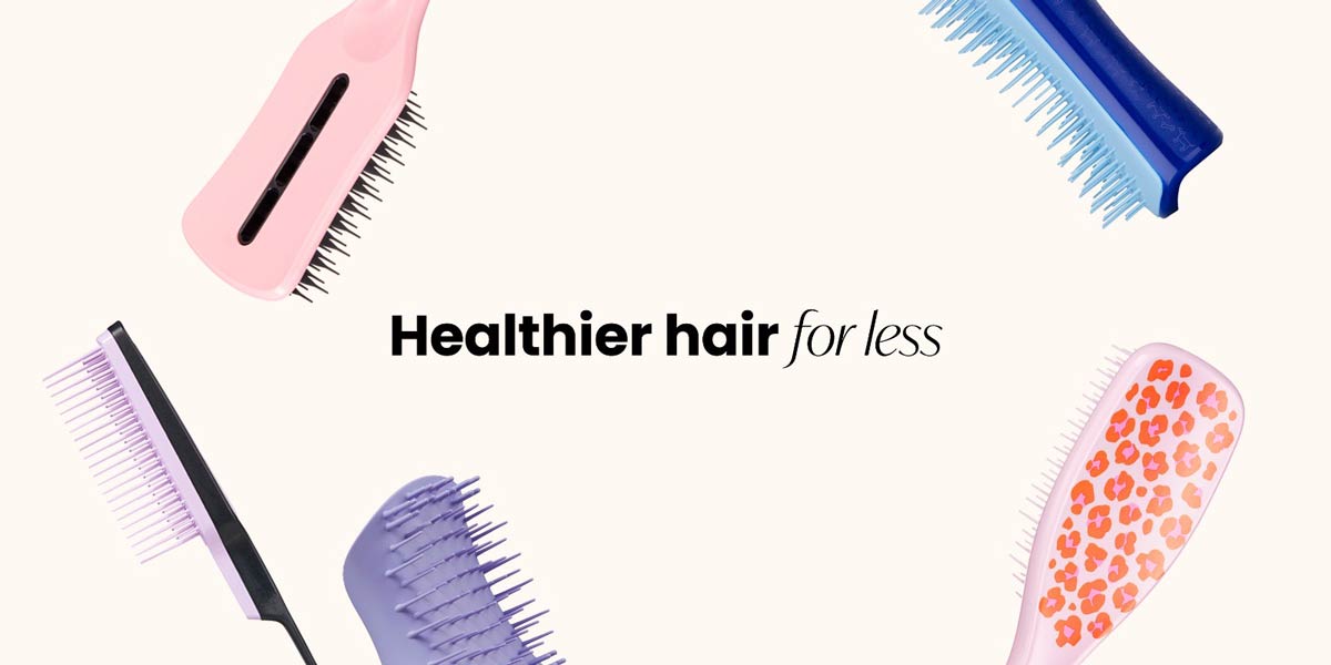 Sustainable Tangle Teezer products designed for smooth, shiny hair, with solutions for all hair types and long-term health.