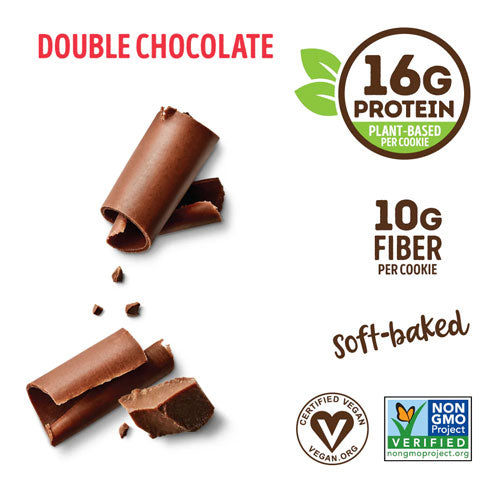 Lenny & Larry's Double Chocolate Complete Cookie offers 16g plant-based protein and 10g fiber per serving