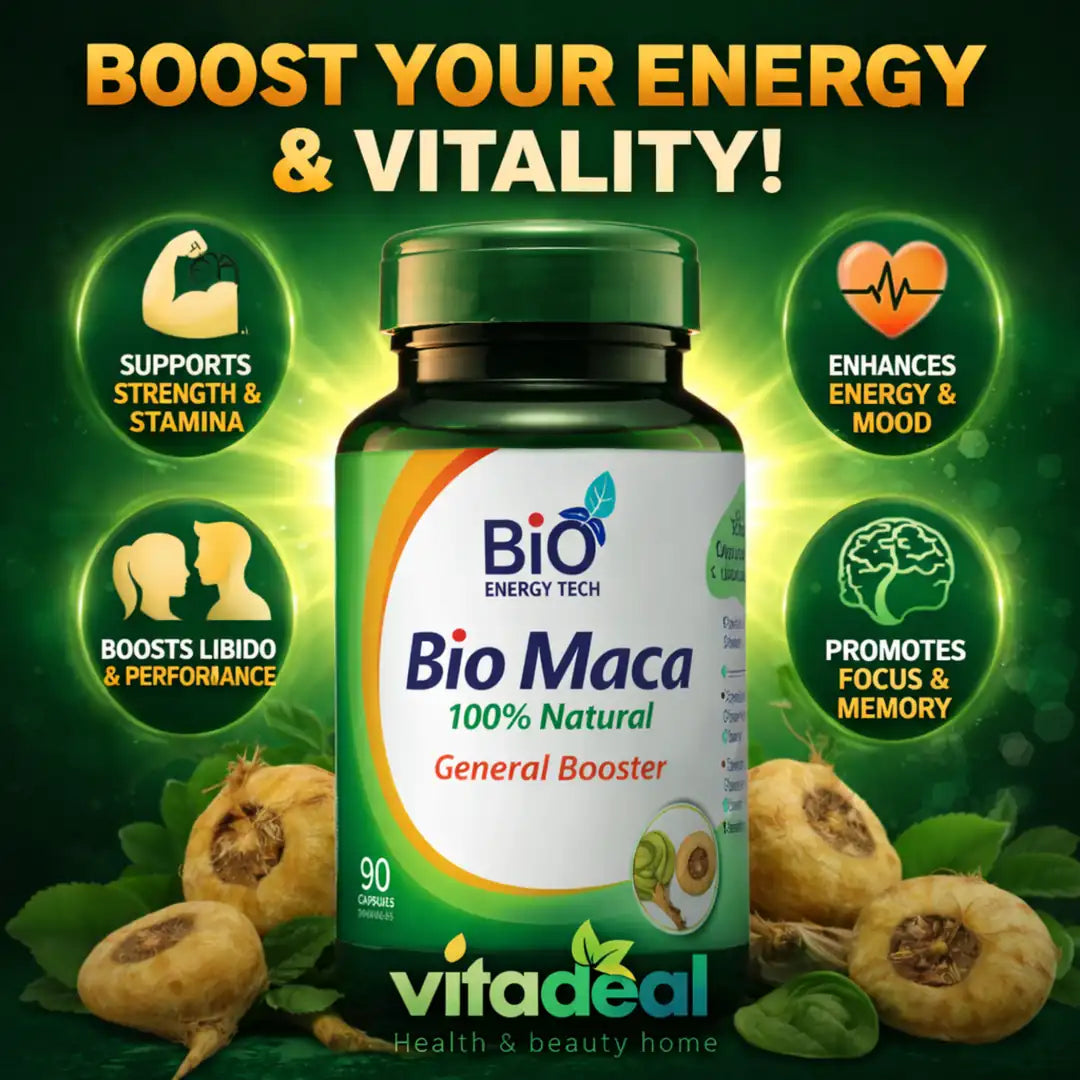 Bio Maca 500 mg capsules 90 count maca root supplement for energy vitality stamina libido focus mood
