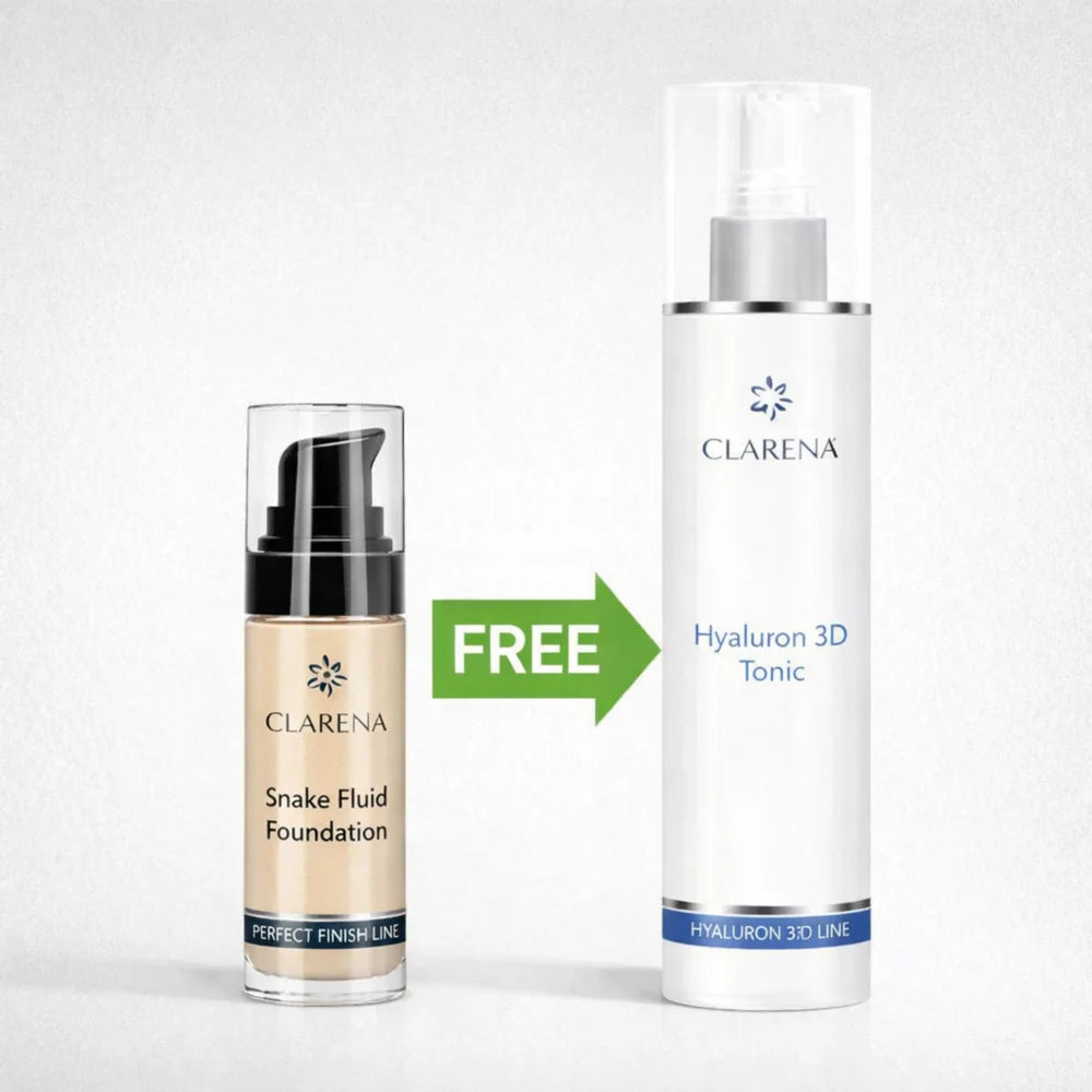 Clarena Snake Fluid Foundation 30 ml + FREE Hyaluron 3D Tonic 200 ml | Lifting Foundation & Hydrating Toner Set