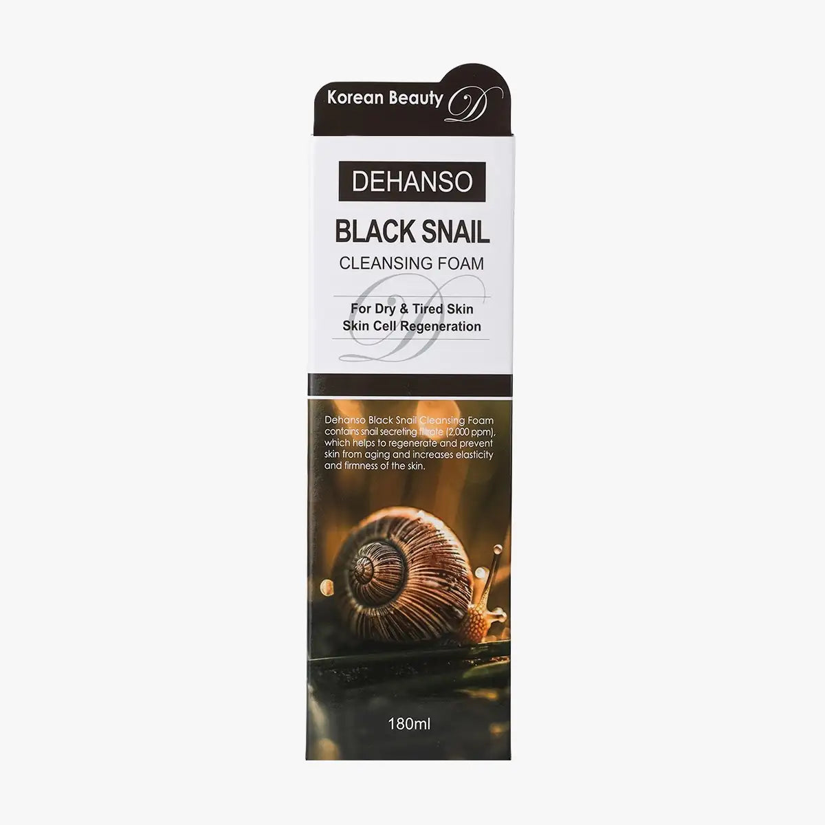 DeHanso Black Snail Cleansing Foam 180 ml box Korean skincare snail mucin cleanser for dry and tired skin