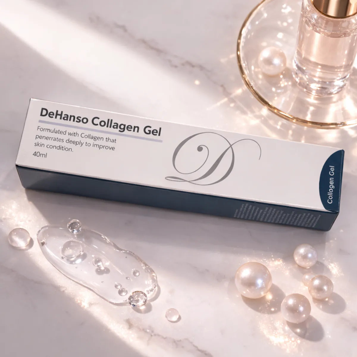 DeHanso Collagen Gel anti-aging skincare product with collagen serum texture and pearls